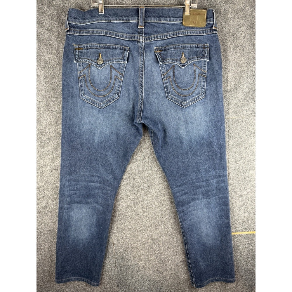 True Religion Men's Geno Jeans Relaxed Slim Flap Pockets 38(40x29.5) Dark Wash